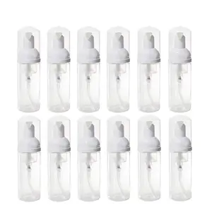 12 Pcs Empty Bottle Travel Soap Bottle | Plastic Foam Dispenser Bottle | Mini Foaming Soap Pump Dispenser for Cleaning, Travel, Cosmetics Packaging (50 ML)