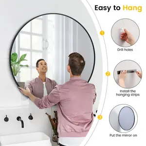 GARVEE Modern Round Wall Mirror - Black Metal Frame Circle Mirror, HD Clarity, Easy Installation, Perfect for Bathroom, Bedroom, Living Room, Entryway, Over Basin, Hallway, Home Decor, Multiple Size Options