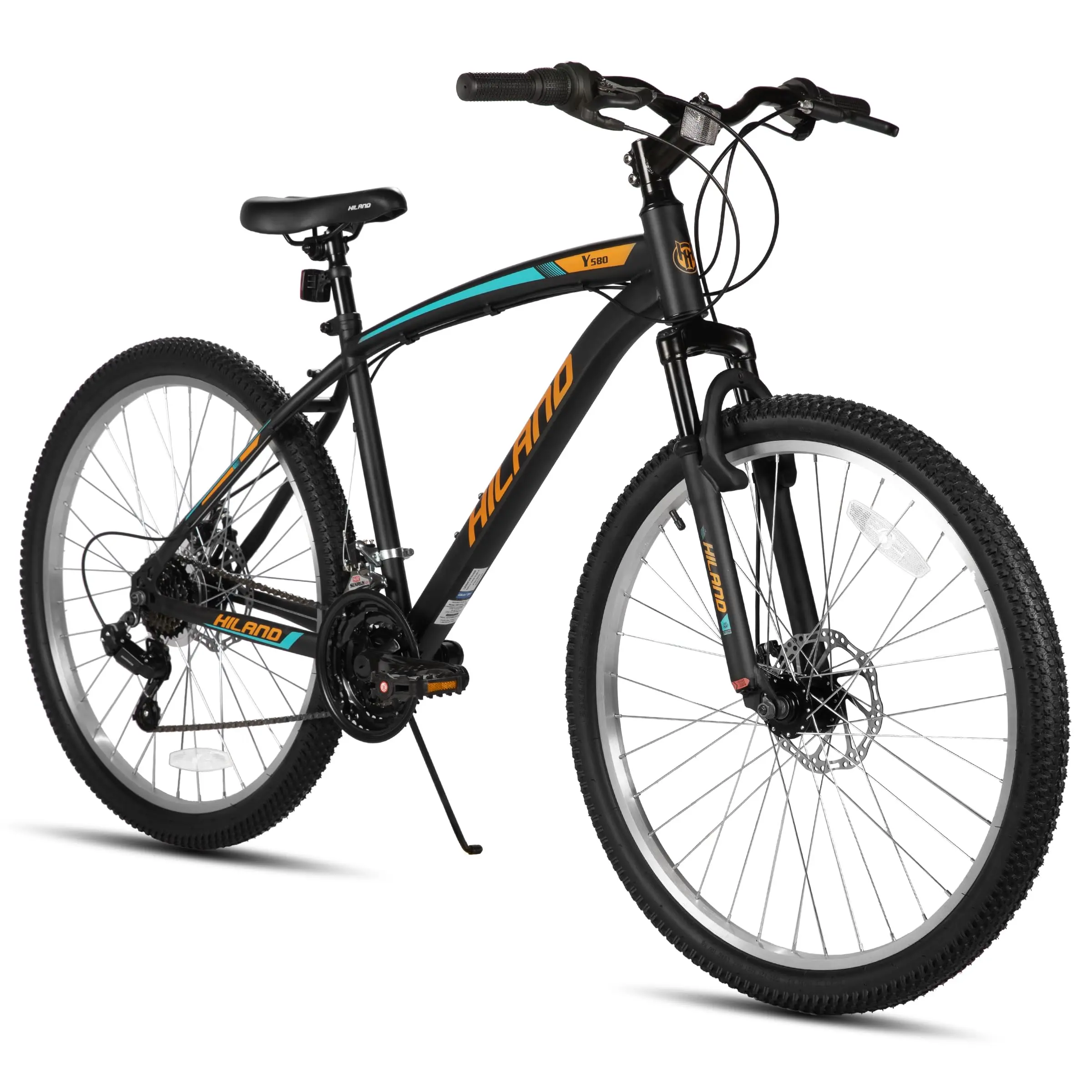 HILAND Unisex Mountain Bike - 26-Inch 18-Speed High Carbon Steel Frame Bicycle with Dual Disc Brakes, Front Suspension Fork, Off-Road Wide Tire Sporty Bike for Adult Urban Commuters, Off-Road Tire Bikes