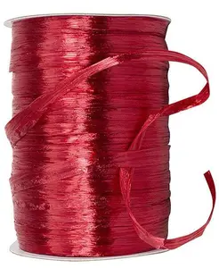 Premium - Pearl Finish Raffia Ribbon --- 1/4in x 100 yards --- Neon Coral Color