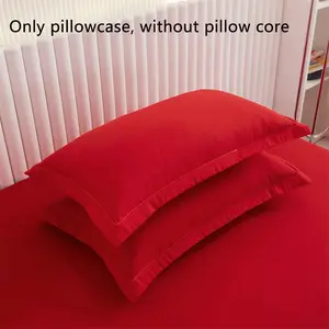 2-Pack Solid Color Single Pillowcases, Soft Breathable Decorative Pillow Covers, Bedroom Sofa Guest Room, 100% Polyester, Envelope Closure
