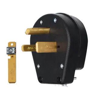 Straight Blade Angle Plug, AC Dryer Replacement Male Angle Plug, NEMA 6-30P 6-50P, 50 Amp, 250V (NEMA 6-50P Plug)