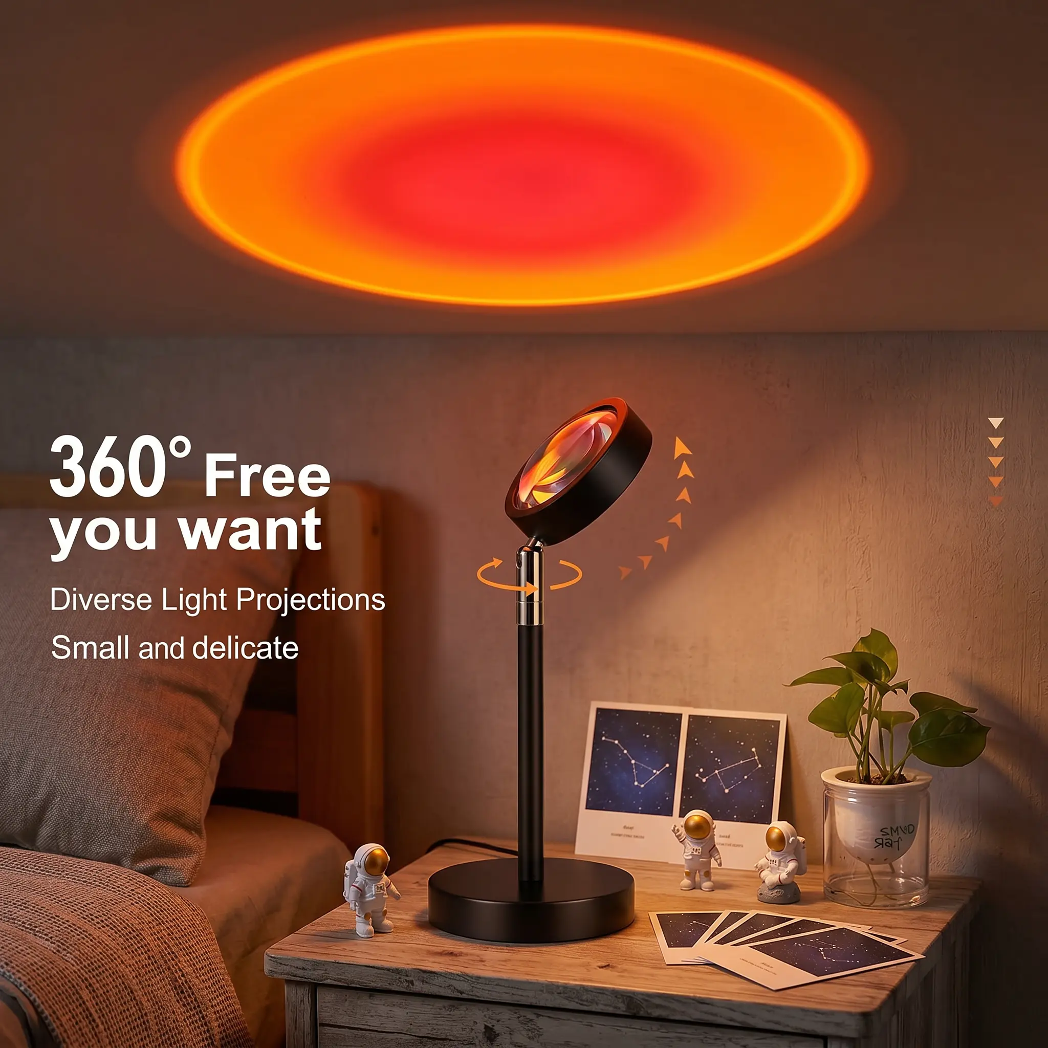 Viral Aesthetic Sunset Mood Lamp, Dorm Essential 180° Adjustable RGB Night Light with Remote, 4 Modes USB Light for All Scenes, Bedroom Living Room Gaming Room Party Live Streaming Photography Home Bar Decor, Great Gift for Any Occasion timeless