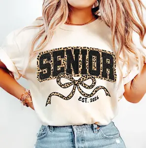Leopard Class Of Senior EST 2026 Shirt - Sweatshirt - Hoodie, Coquette Senior Graphic Tee, Retro Cheetah Senior Bo, Glitter Top, Back To School Gifts