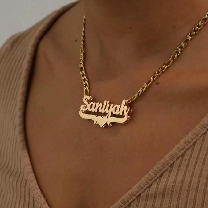 Personalized Double Layer Heart Necklace With Initial Letter – Adjustable Stainless Steel Gold Silver Minimalist Gift For Women