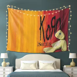 A Tapestry Featuring The Theme of Korn'S Album 'Issues', Suitable for Home Decor in Living Rooms, Bedrooms, And Offices. This Artistic And Stylish Wall Hanging Is Perfect for Room Decoration, Party Decor, And Is a Must-Have for Watching Sports.