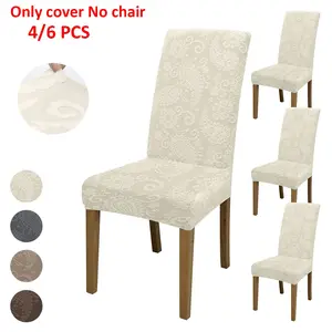 4pcs/6pcs Elastic Chair Covers, Vine Pattern Knitted Jacquard Fabric, Easy to Remove and Wash, Fashionable Chair Protectors, Dining Chair Protector for Home Office Parties