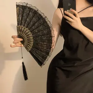 Vintage Folding Fan, New Jk Lolita Hanfu Design, Portable Handheld Cooling Accessory, Ideal for Outdoor Activities & Daily Use