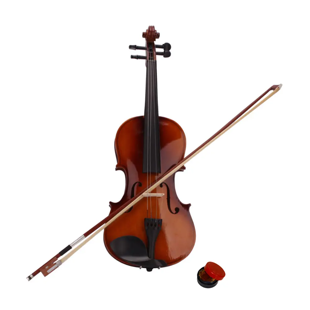Full Size 4/4 Violin Set for Beginners Natural Basswood Acoustic Violin with Black Fingerboard Arbor Bow Soft Case Rosin Portable Long Lasting