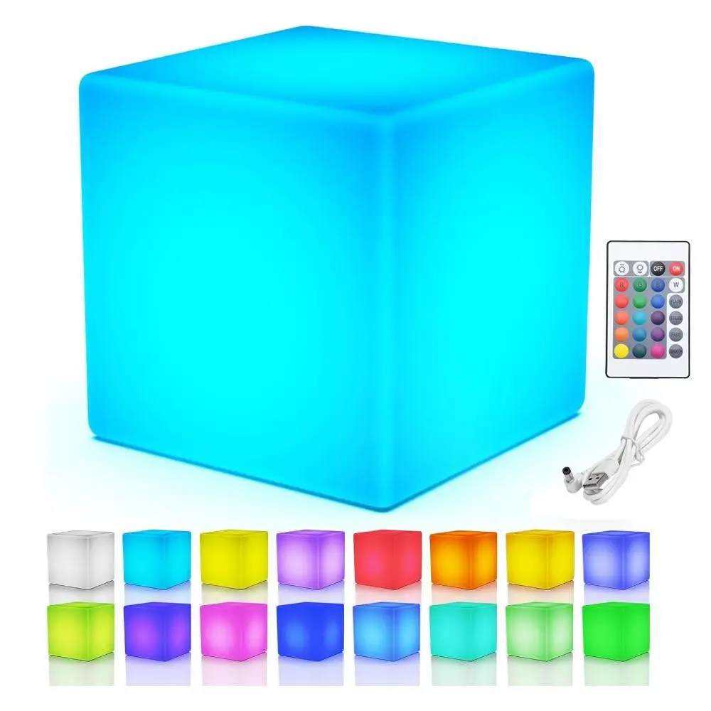 Remote Control USB Rechargeable Glowing Cube Lamp, 16 Colors LED Emotion Light, LED Mood Light, Outdoor Waterproof LED Cube for Home Garden Party Decor