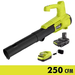 RYOBI 18V Battery & Charger Cordless Leaf Blower Combo – 90 MPH Power, 250 CFM Airflow, Lightweight & Easy Yard Cleanup RYOBI