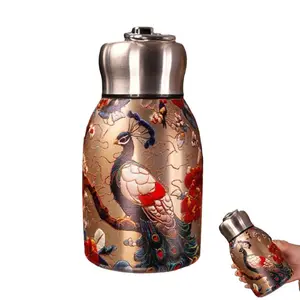 Vintage Style Bird Pattern Stainless Steel Vacuum Flask, Portable Leak-proof Thermal Mug, Drinking Cup for Home Office Outdoor Camping, Drinkware