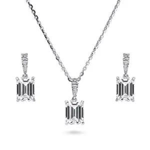 Solitaire 1.7ct/3.4ct Emerald Cut CZ Set in Sterling Silver