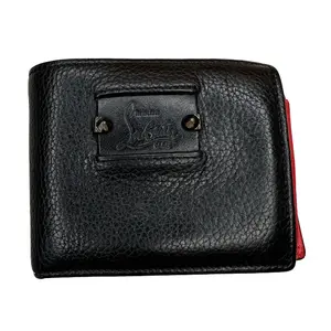 Pre-owned christian louboutin Leather Small Leather Goods Coolcard Wallet Small Good in Black with Slim Shape and Durable Fabrication