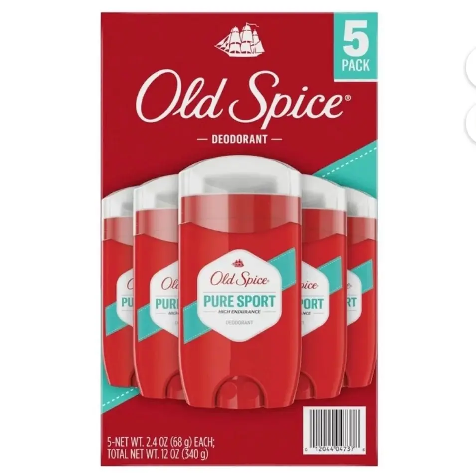 Old Spice Pure Sport Scented Daily Water-Resistant Complete Deodorant Supply, 3.0 oz Invigorating Men's Body Care (Pack of 5)