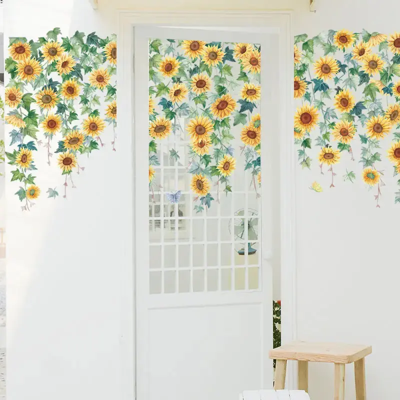2pcs Removable Sunflower Wall Stickers for Home Decor