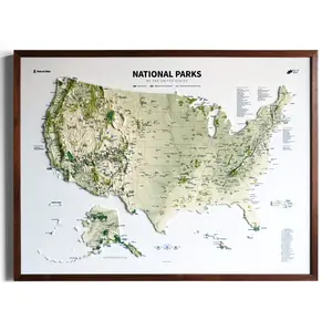 USA National Parks 3D Raised Relief Map – Topographic Wall Art for Home, Office Decor & Educational Spaces