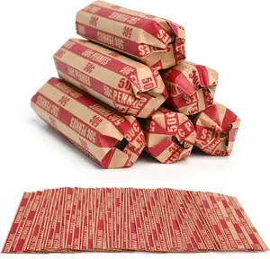 L LIKED 105 PCS Striped Flat Coin Wrappers Pennies Rolls Only, Red (105 PCS - Pennies) Liked