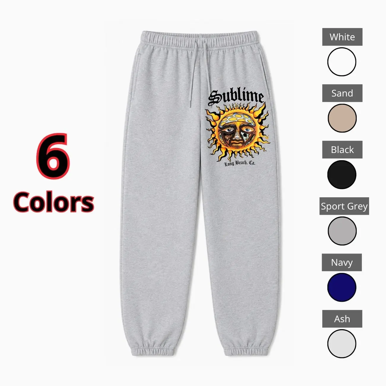 Men’s & Women’s Graphic Jogger Sweatpants, Vintage Sun Graphic Print, Elastic Waist Drawstring Casual Pants, Comfortable Lounge & Streetwear Bottoms for Gym, Travel & Everyday Wear T