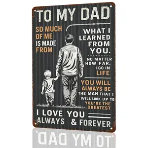 Heartfelt Father & Son Sign "To My Dad, So Much Of Me Is Made From You", Retro Rustic Quote Design, 12×8 Inch Durable Aluminum, Indoor/Outdoor Man Cave & Living Room Decor, Ideal Father's Day Gift, Top Rated Family Present