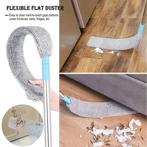 Washable Bed Base Dust Cleaner Set, Flexible Brush with Replacement Cloth, Ideal for Cleaning Sofa Beds and Furniture, Wet and Dry Use