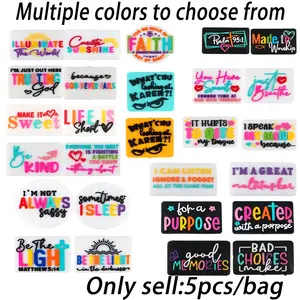 5pcs New Text Element Silicone Focal Beads, Silicone Double-Sided Focus Beads, Interchangeable Beads, Black, White, Blue, Yellow, Suitable for Various Beaded Pens, Necklaces, Bracelets, and Backpack Charms, DIY Beading Accessories.
