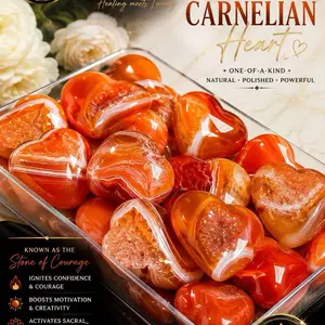 Natural Druzy Carnelian Heart Crystal Set - 3 Pieces $39,/House Room Decor Statement Item to Boost Creativity shop