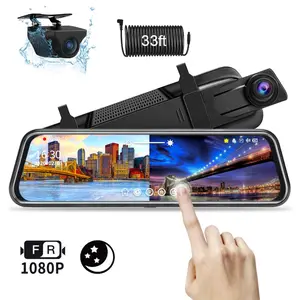 10 Inch Mirror Dash Cam, 1080P HD Full Touch Screen Front and Rear View Backup Car Camera, Automotive Loop Recording Streaming Media 170° Wide Angle Parking Assistance Car Dash Camera, Men Gifts