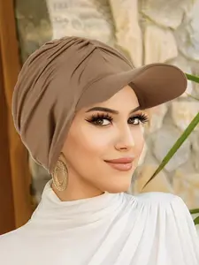 Summer Sun Hat with Brim Headscarf Baseball Cap, Outdoor Duckbill Hat Hair Protection, Men's & Women's Fashion Accessory