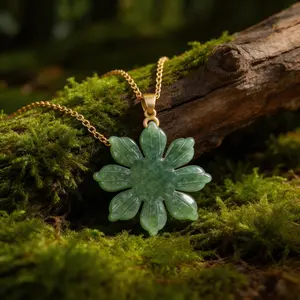 Minimalist Jade Sun Necklace – Meaningful Everyday Jewelry | S925 Silver Plated Grade A Jade | Waterproof & Non Tarnish - Attracts prosperity and wealth Pendant Design Green Imperial Jade