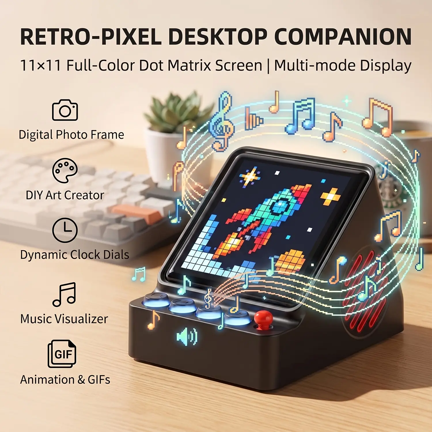 Programmable Pixel Display Bluetooth Speaker, Custom DIY LED Pixel Pattern Audio Box, Portable Wireless Speaker for Desktop, Bedroom & Game Room Decor, Gift for Creative Hobbyists