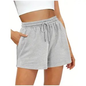 2026 Summer Women's Casual Cotton Athletic Shorts (With Pockets) — Featuring a Drawstring Waist; Crafted from Elastic French Terry Knit Fabric; Stylish & Casual; Ideal for Sports, Yoga, and Loungewear.