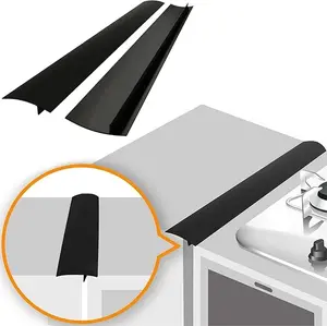 Silicone Stove Gap Covers (2 Pack), Heat Resistant Oven Gap Filler Seals Gaps Between Stovetop and Counter, Easy to Clean Stove Gap Guard (21 Inches, Black)