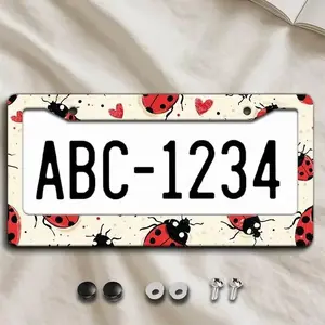 Cute Ladybug License Plate Frame – Girly Car Accessories, Universal US Standard Tag Frame