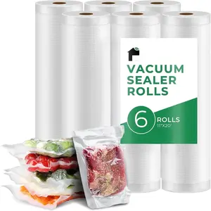 11"x20' Heavy Duty Vacuum Seal Bags for  6 Pack - Commercial-Grade, Airtight & Leakproof Plastic Vacuum Storage Bags for Sous Vide, Meal Preparation, Processing & Dry Aging Meat