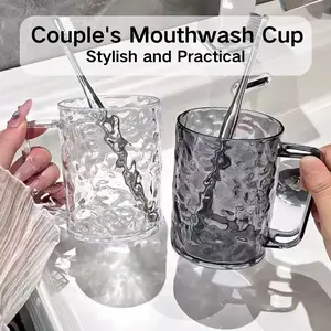 Ice Wave Pattern Mouthwash Cup, Home Toothbrush Rinse Cup, Large Capacity Transparent Holder, Durable & Stylish Design
