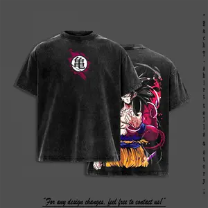 Red Aura Beast Form Warrior Tee Washed – Vintage Washed Heavy Cotton Oversized Anime Manga T-Shirt Double Printed Retro Unisex Streetwear Untamed Power Legacy Edition Perfect Gift for Anime Fans