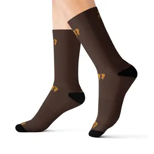 Brown Pony Pattern Sublimation Socks | Horse Print Crew Socks