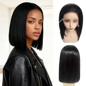 Silky No Tangle 10inch Straight Wig by LOYOM - Real Human Hair 13x4 Large Net Easy Wear for Women All Head Shapes
