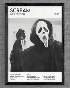 Scream  Movie Film Poster Print Original   Pencil Sketch Cinema Black White Home Theatre Ghostface Horror 1996