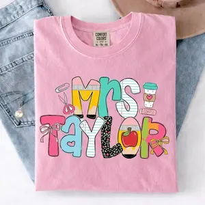 Personalized Teacher Shirt, Custom Name Teacher Tee, Mrs Teacher Shirt, Cute Teacher Gift, Back To School Shirt, Kindergarten Teacher Tee