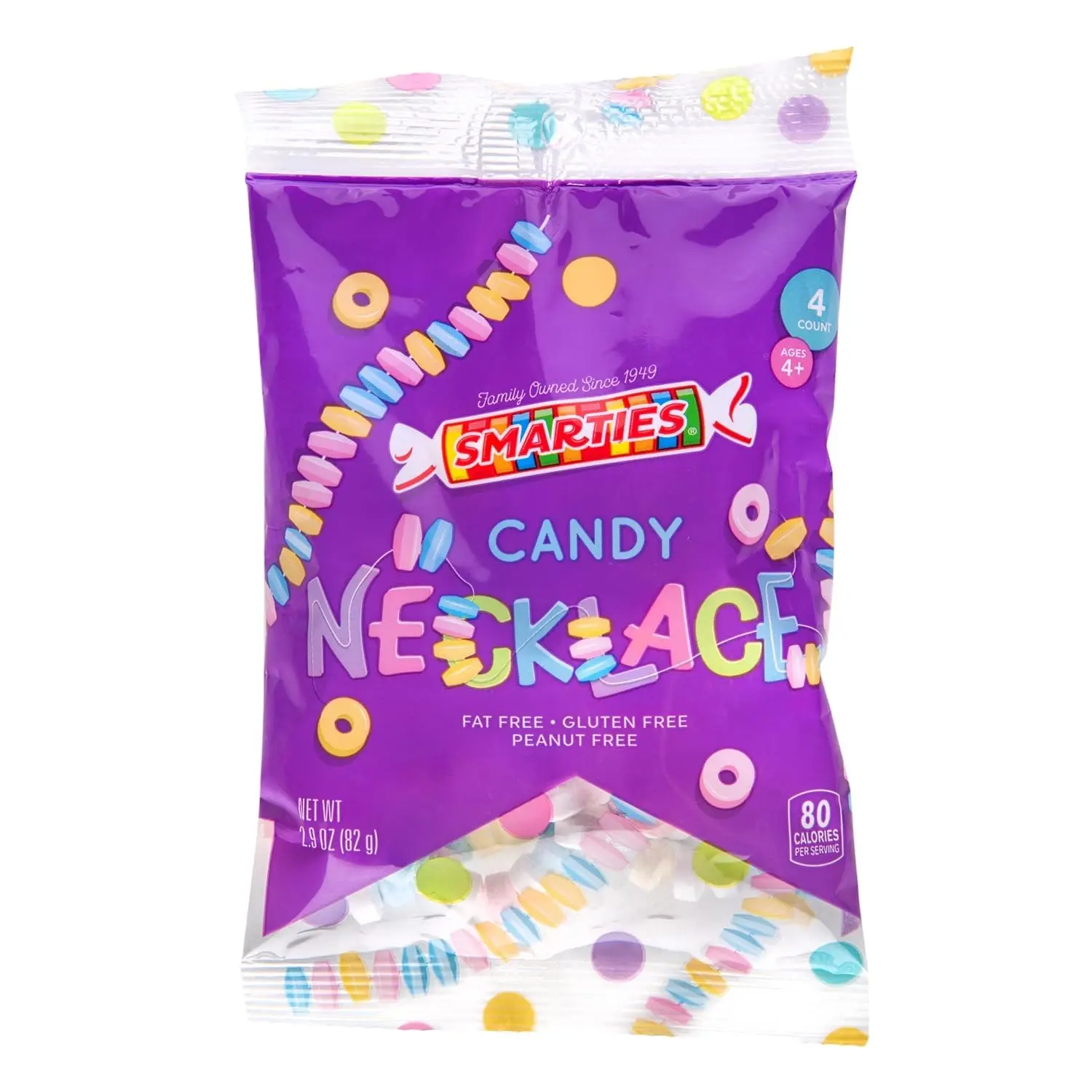 Candy Necklace Bulk Fruit Flavored Hard Candy Necklaces Gluten Free Vegan Stretch String Party Candy for Birthday Halloween 4 Count Bag