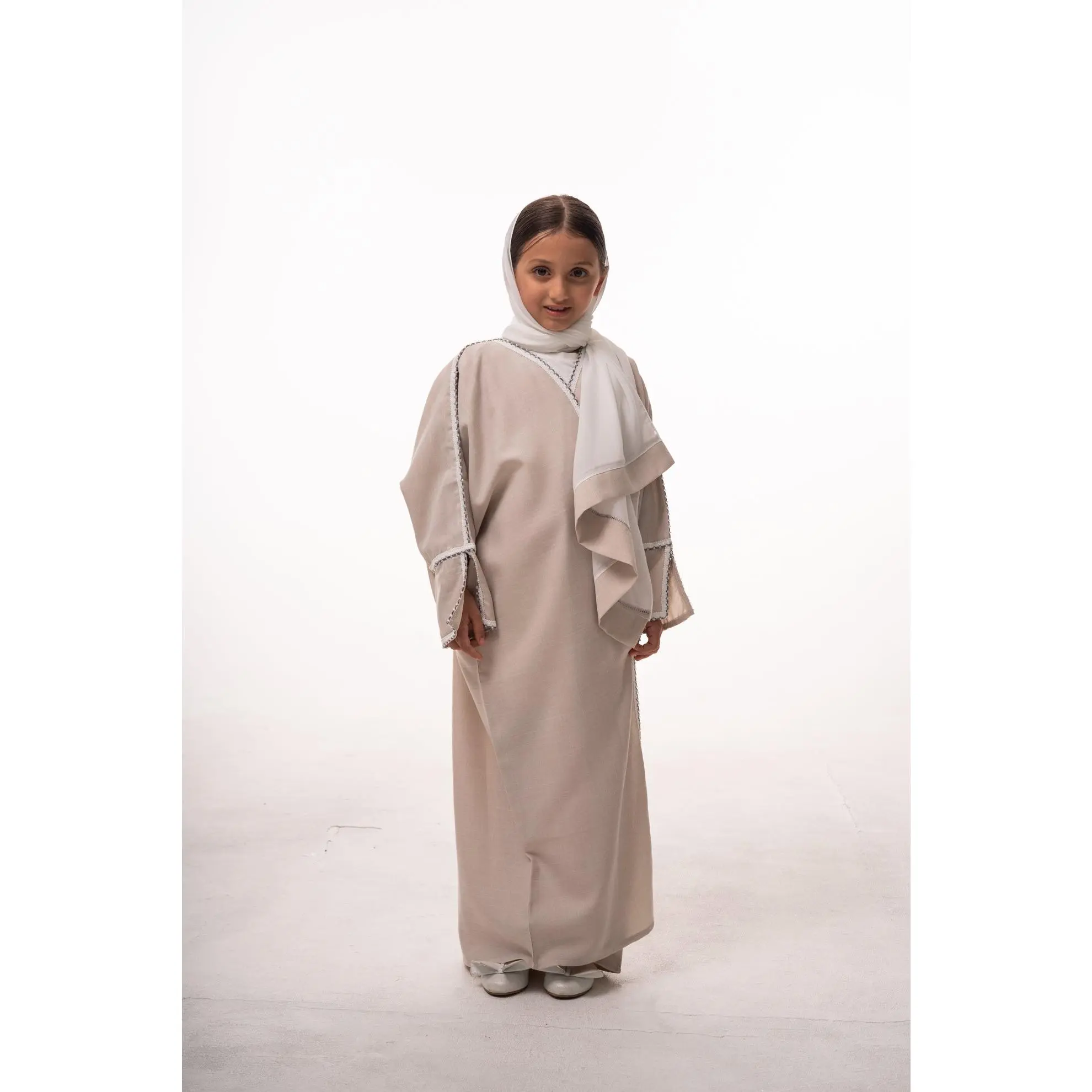 Jannah Grils Open Abaya - Beige