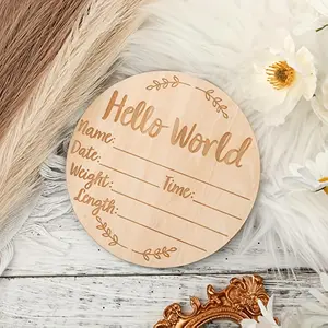 Wooden Hello World Lettering Sign, 1 Count Baby Shower Photo Prop, Party Decoration Supplies for Baby Birthday Party, Welcome Sign, Wooden Home Sign