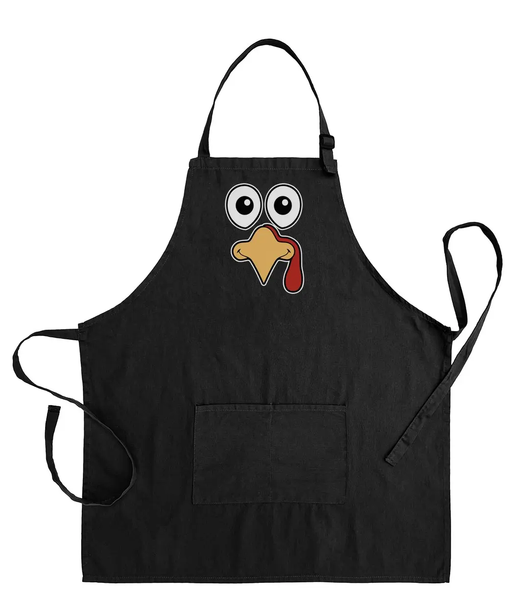 ThisWear Funny Thanksgiving Turkey Mr Turkey Face Two Pocket Adjustable Bib Apron Kitchen Accessory