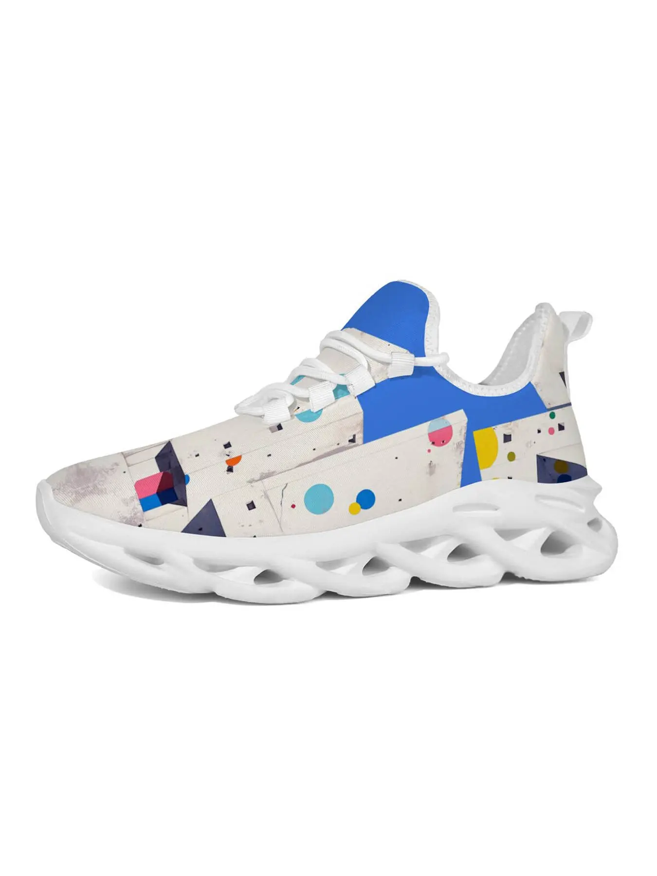 Men's Colorful Geometric Print Casual Shoes, Unique Artistic Style, Graffiti Classic Versatile Design, Comfortable Thick Sole