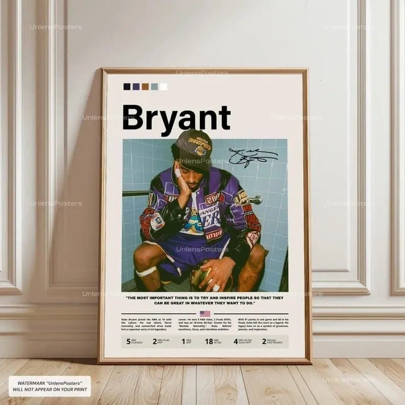 Kobe Bryant Poster, Bryant Lakers, Framed NBA Basketball Print, Basketball Legend Decor, Sports Artwork, Kobe Wall Art, Iconic Posters, Icon