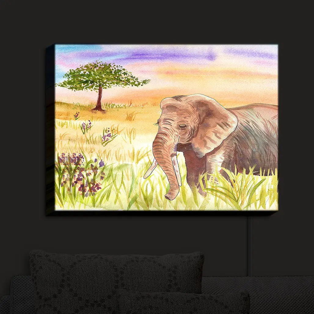 Illuminated Wall Art, Hand Made by DiaNoche Designs |  Catherine Holcombe - Ellie Elephant