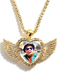 John Pork Meme Necklace, Iced Out Angel Wing Pendant with Tennis Chain, Funny "John Pork is Calling" Jewelry, Hip Hop Bling Gift for Men Women Teens