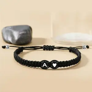 heart-shaped bracelet 26 letter woven bracelet adjustable rope woven bracelet suitable for women men teenagers girls and boys